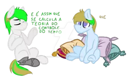 Size: 1024x609 | Tagged: artist:corujaloucasolitaria, derpibooru import, dialogue, oc, oc:jacob, oc:leon, portuguese, safe, twins, unofficial characters only