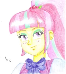 Size: 800x898 | Tagged: safe, artist:mayorlight, derpibooru import, sour sweet, equestria girls, friendship games, bust, colored pencil drawing, looking at you, portrait, solo, traditional art