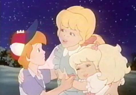 Size: 476x332 | Tagged: danny williams, derpibooru import, g1, hug, human, megan williams, molly williams, night, safe, screencap, siblings, williams siblings