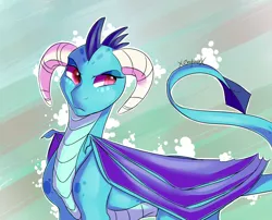 Size: 1280x1034 | Tagged: safe, artist:xxjoyluvxx, derpibooru import, princess ember, dragon, all fours, cute, emberbetes, female, frown, glare, looking back, solo