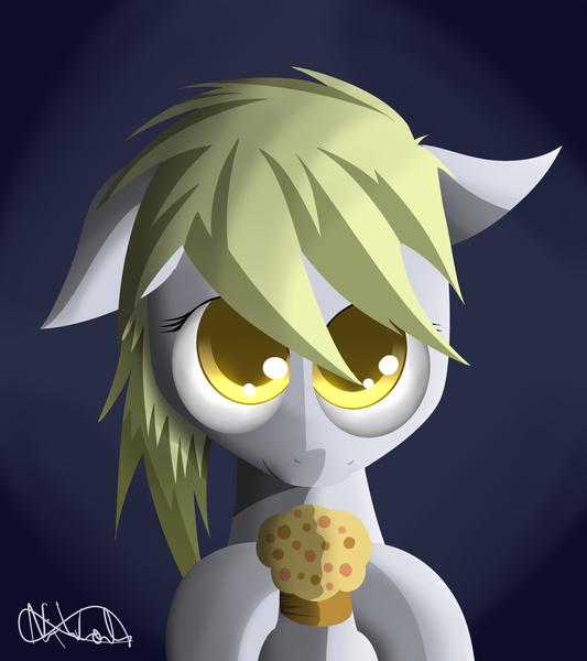 Size: 4000x4500 | Tagged: safe, artist:nixworld, derpibooru import, derpy hooves, pegasus, pony, absurd resolution, female, floppy ears, food, looking at you, mare, muffin, solo