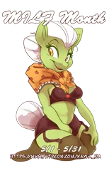 Size: 1230x2000 | Tagged: anthro, artist:bluntwhiskey, clothes, derpibooru import, gilf, granny smith, lingerie, milf, milf month, socks, solo, suggestive, thigh highs, younger, young granny smith
