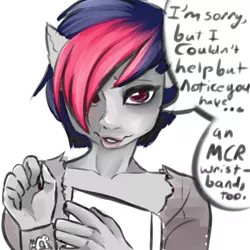 Size: 1000x1000 | Tagged: anthro, anthro oc, artist:botanricecandy, derpibooru import, emo, my chemical romance, oc, oc:miss eri, safe, solo, unofficial characters only