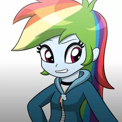 Size: 2000x2000 | Tagged: safe, artist:graytyphoon, derpibooru import, rainbow dash, equestria girls, clothes, cutie mark, hoodie, solo