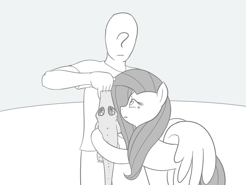 Size: 1024x768 | Tagged: safe, artist:vulapa, derpibooru import, fluttershy, gummy, oc, oc:anon, human, adult, cyoa, cyoa:life in ponyville, monochrome, story included