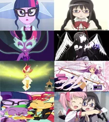 Size: 1024x1145 | Tagged: safe, derpibooru import, sci-twi, sunset shimmer, twilight sparkle, equestria girls, friendship games, comparison, daydream shimmer, homura akemi, madoka kaname, midnight sparkle, puella magi madoka magica, wrong aspect ratio