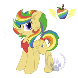 Size: 1024x1024 | Tagged: safe, artist:silent-shadow-wolf, derpibooru import, oc, oc:zap spectrum, unofficial characters only, apple, magical lesbian spawn, offspring, parent:applejack, parent:rainbow dash, parents:appledash, rainbow hair, simple background, solo, transparent background, zap apple