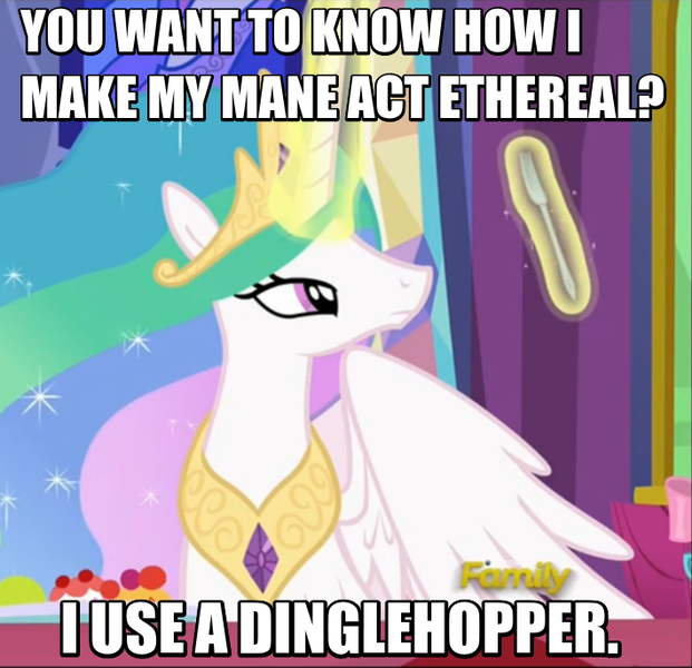 Size: 709x685 | Tagged: derpibooru import, discovery family logo, fork, image macro, levitation, magic, meme, no second prances, princess celestia, safe, screencap, solo, telekinesis, the little mermaid