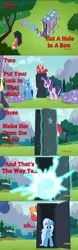 Size: 894x2850 | Tagged: suggestive, derpibooru import, edit, edited screencap, screencap, big macintosh, starlight glimmer, trixie, earth pony, pony, no second prances, accidental sex, dick in a box, discovery family logo, implied penetration, implied sex, male, now you're thinking with teleportation, saturday night live, screencap comic, song reference, stallion, teleportation, the lonely island, trixie's wagon, wagon