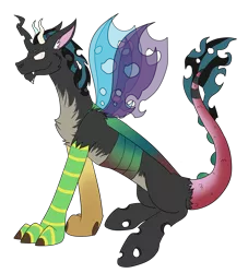 Size: 2000x2200 | Tagged: safe, artist:lastbutnotalise, derpibooru import, oc, unofficial characters only, changeling, draconequus, hybrid, interspecies offspring, male, offspring, parent:discord, parent:queen chrysalis, parents:discolis, solo
