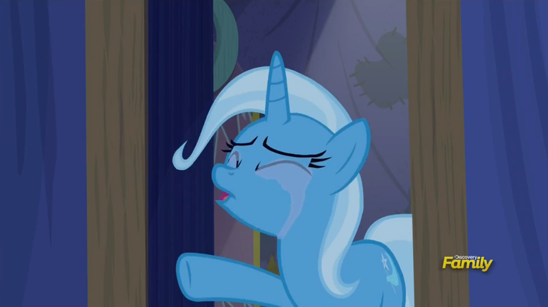 Size: 1008x565 | Tagged: safe, derpibooru import, screencap, trixie, pony, unicorn, no second prances, crying, discovery family logo, female, mare, solo