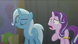 Size: 1366x768 | Tagged: safe, derpibooru import, screencap, starlight glimmer, trixie, pony, unicorn, no second prances, betrayal, discovery family logo, faic, female, heartbreak, mare, ouch, shocked