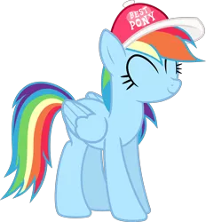 Size: 2500x2692 | Tagged: safe, artist:nxzc88, derpibooru import, rainbow dash, pegasus, pony, best pony, cute, eyes closed, female, hat, mare, show accurate, simple background, solo, transparent background, vector