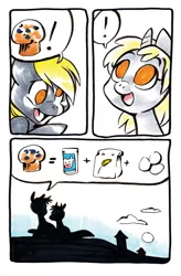 Size: 657x1000 | Tagged: safe, artist:mittymandi, derpibooru import, derpy hooves, dinky hooves, pegasus, pony, comic:derpyquest, 24-hour comic day, comic, egg, female, flour, food, mare, milk, mother and daughter, muffin