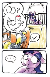 Size: 657x1000 | Tagged: safe, artist:mittymandi, derpibooru import, derpy hooves, twilight sparkle, chicken, pegasus, pony, comic:derpyquest, ..., 24-hour comic day, comic, egg, female, mare
