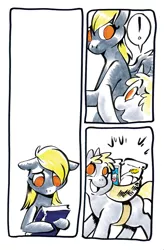 Size: 657x1000 | Tagged: safe, artist:mittymandi, derpibooru import, derpy hooves, dinky hooves, pegasus, pony, comic:derpyquest, 24-hour comic day, book, comic, egg, female, flour, mare, milk, mother and daughter