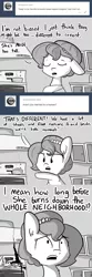 Size: 784x2352 | Tagged: safe, artist:tjpones, derpibooru import, oc, oc:brownie bun, unofficial characters only, horse wife, ask, burning stove, comic, dialogue, fire, grayscale, hypocrisy, hypocritical humor, monochrome, property damage, solo, stove, tumblr