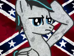 Size: 800x600 | Tagged: safe, artist:silversthreads, derpibooru import, oc, oc:socky noob, unofficial characters only, pegasus, pony, birthday gift, confederate flag, flag, male, rainbow dash salutes, rebel, salute, solo, stallion