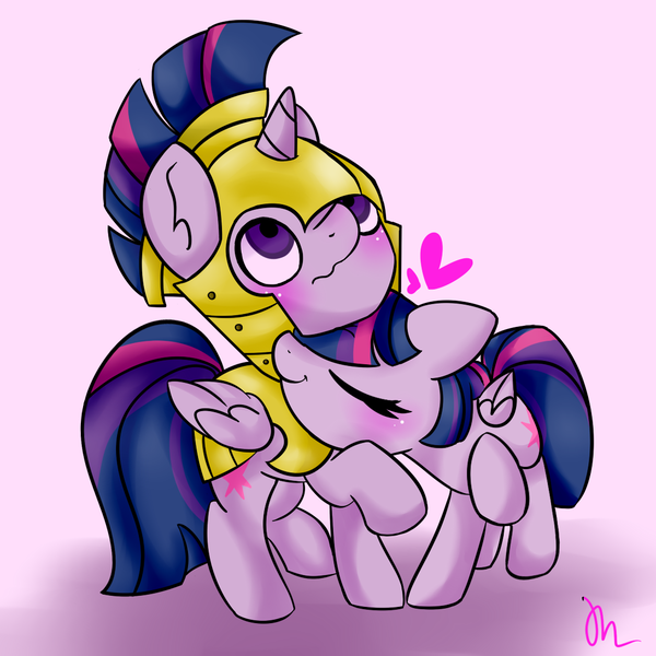 Size: 1120x1120 | Tagged: alicorn, armor, artist:mississippikite, blushing, derpibooru import, dusk shine, dusktwi, female, male, prince dusk, rule 63, safe, selfcest, self ponidox, shipping, straight, twilight sparkle, twilight sparkle (alicorn)