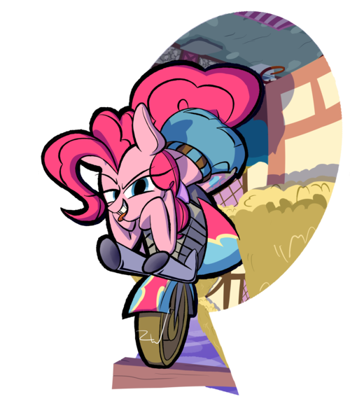 Size: 4500x5400 | Tagged: absurd resolution, artist:animation100, clothes, derpibooru import, jeans, looking at you, mares of harmony, motorcycle, pants, pinkie pie, safe, solo