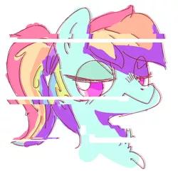 Size: 693x669 | Tagged: alternate hairstyle, artist:nobody, color porn, derpibooru import, error, eyestrain warning, glitch, ponytail, rainbow dash, safe, saturated, solo