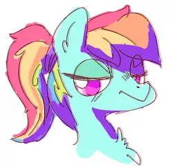 Size: 693x669 | Tagged: alternate hairstyle, artist:nobody, color porn, derpibooru import, eyestrain warning, ponytail, rainbow dash, safe, saturated, solo