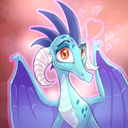 Size: 704x703 | Tagged: safe, artist:hellticket, derpibooru import, princess ember, dragon, gauntlet of fire, cute, dragoness, emberbetes, female, heart, heart eyes, icon, looking at you, solo, wingding eyes