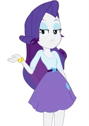 Size: 745x1053 | Tagged: safe, artist:sparx24488, derpibooru import, rarity, equestria girls, belt, bracelet, clothes, eyeshadow, female, jewelry, makeup, simple background, skirt, solo, transparent background, unamused