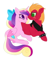 Size: 818x934 | Tagged: safe, artist:carouselunique, derpibooru import, big macintosh, princess cadance, earth pony, pony, 80s, cadmac, male, shipping, stallion, straight, teen princess cadance, teenager