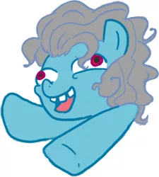 Size: 261x290 | Tagged: safe, artist:cloverminto, derpibooru import, edit, screw loose, earth pony, pony, barking mad, cropped, female, mare, messy mane, open mouth, smiling, solo