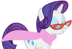 Size: 4284x2909 | Tagged: absurd resolution, artist:sketchmcreations, clothes, derpibooru import, eyes closed, glasses, inkscape, no second prances, rarity, safe, scarf, simple background, smiling, solo, transparent background, vector