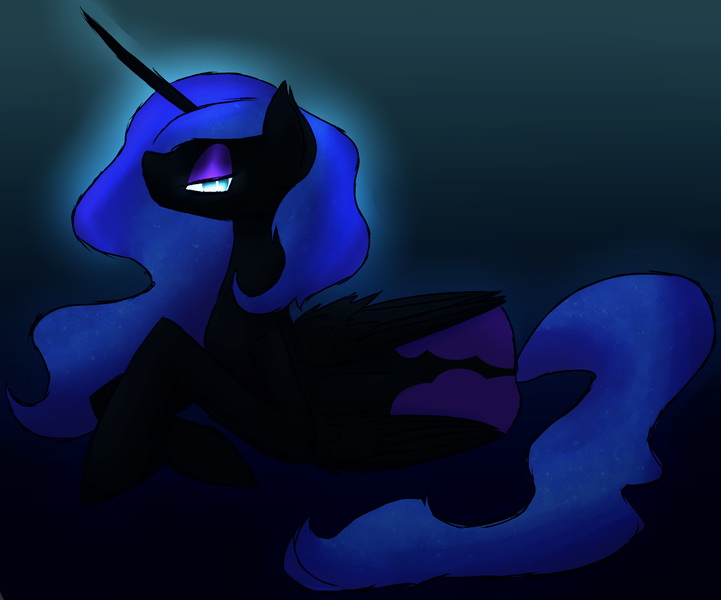Size: 1527x1271 | Tagged: artist:lunar-march, derpibooru import, nightmare moon, safe, silhouette, solo
