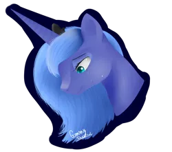 Size: 1660x1465 | Tagged: safe, artist:gummytear, derpibooru import, princess luna, bust, portrait, s1 luna, simple background, solo, transparent background