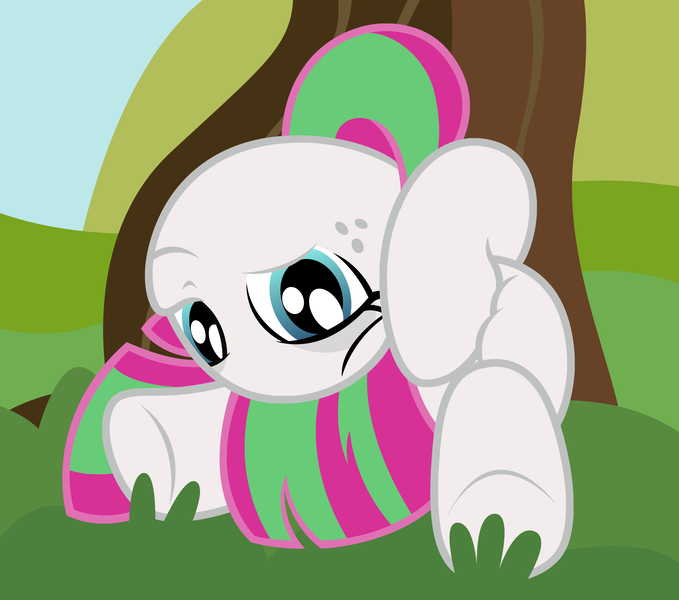 Size: 2464x2176 | Tagged: safe, artist:badumsquish, derpibooru import, blossomforth, pony, backbend, bedroom eyes, butt grab, butt pillow, contortionist, female, flexible, freckles, grope, looking at you, lying down, mare, prone, solo, squishy plot, strategically covered, that pony sure is flexible, tree