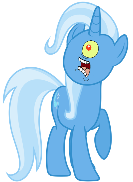 Size: 440x600 | Tagged: safe, derpibooru import, trixie, pony, unicorn, face swap, female, mare, sheldon j. plankton, solo, spongebob squarepants, wat, what has science done