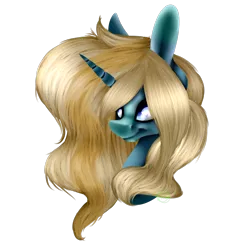 Size: 1000x1000 | Tagged: safe, artist:immagoddampony, derpibooru import, oc, unofficial characters only, pony, unicorn, 9v9, big hair, bust, impossibly large ears, lineless, portrait, sideways glance, smiling, solo