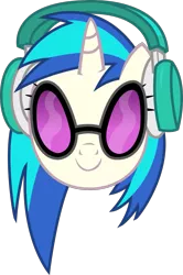 Size: 927x1394 | Tagged: safe, artist:sketchmcreations, derpibooru import, vinyl scratch, pony, unicorn, no second prances, female, head, headphones, horn, inkscape, mare, simple background, smiling, solo, sunglasses, transparent background, vector