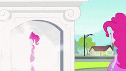 Size: 480x270 | Tagged: safe, derpibooru import, screencap, pinkie pie, equestria girls, friendship games, animated, blooper, bracelet, breaking the fourth wall, candy, canterlot high, clothes, food, fourth wall, friendship games bloopers, fun fun fun, high five, human paradox, indirect kiss, lollipop, outtakes, paradox, pinkie being pinkie, portal, self ponidox, skirt, this explains everything, toss, wink, winking at you