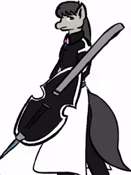 Size: 507x676 | Tagged: safe, artist:tempusfidgets, deleted from derpibooru, derpibooru import, octavia melody, anthro, cello, fighting game, gamaliel, instrument weapon, melty blood, musical instrument, riesbyfe stridberg, solo