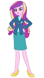 Size: 3200x5550 | Tagged: safe, artist:razethebeast, derpibooru import, princess cadance, equestria girls, friendship games, absurd resolution, clothes, dean cadance, flash puppet, hand on hip, high heels, looking at you, simple background, skirt, solo, transparent background, vector, vest