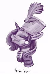 Size: 427x635 | Tagged: safe, artist:tempusfidgets, deleted from derpibooru, derpibooru import, rarity, pony, unicorn, 30 minute art challenge, ancient wonderbolts uniform, bust, clothes, female, hat, mare, monochrome, portrait, sgt. rarity, shako, simple background, solo, uniform, white background, wonderbolts uniform