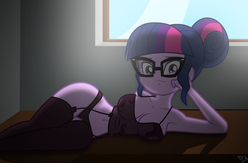 Size: 3346x2200 | Tagged: suggestive, artist:discorded-joker, derpibooru import, sci-twi, twilight sparkle, equestria girls, armpits, belly button, big breasts, breasts, busty sci-twi, busty twilight sparkle, cleavage, clothes, draw me like one of your french girls, female, glasses, lighting, lingerie, looking at you, panties, pose, show accurate, solo, solo female, stockings, sultry pose, underwear, wide hips