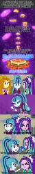 Size: 555x2703 | Tagged: safe, derpibooru import, edit, screencap, adagio dazzle, aria blaze, sonata dusk, equestria girls, rainbow rocks, android 16, burger, comic, crossover, dragonball z abridged, el burdigato supreme, food, hamburger, hot dog, meat, pepperoni, pepperoni pizza, pizza, sausage, screencap comic, sonataco, taco, team four star, teen titans go