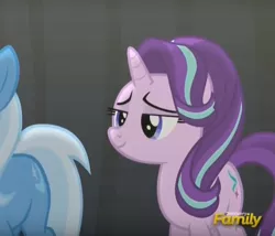 Size: 716x612 | Tagged: safe, derpibooru import, screencap, starlight glimmer, trixie, pony, unicorn, no second prances, cropped, discovery family logo, female, mare, solo focus