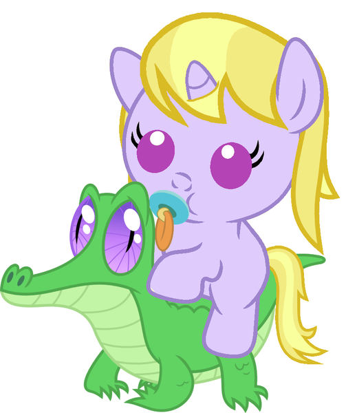 Size: 836x967 | Tagged: safe, artist:red4567, derpibooru import, gummy, lavender lace, ponified, pony, equestria girls, rainbow rocks, baby, baby pony, cute, equestria girls ponified, lavenderbetes, pacifier, ponies riding gators, riding, weapons-grade cute