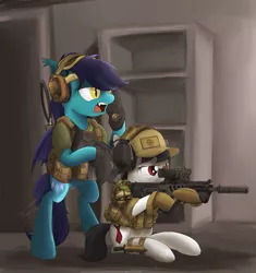 Size: 867x922 | Tagged: safe, artist:buckweiser, artist:mrnein9, derpibooru import, oc, unofficial characters only, bat pony, pony, digital, elcan, military, military ponies, operator, special ops ponies, tacticool, tar-21, tavor