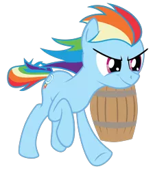 Size: 3065x3432 | Tagged: safe, artist:justablankflank, derpibooru import, edit, rainbow dash, earth pony, pony, alternate cutie mark, alternate universe, barrel, cropped, earth pony rainbow dash, race swap, running, simple background, solo, transparent background, vector