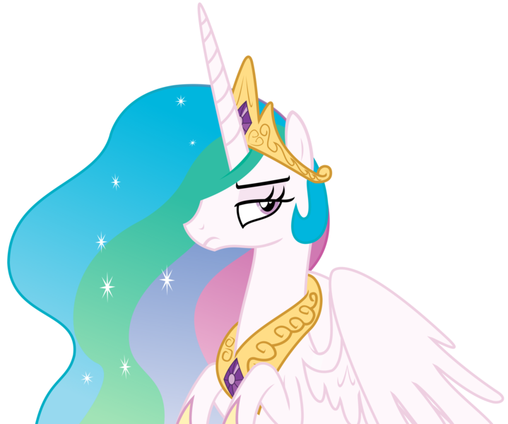 Size: 3969x3313 | Tagged: safe, artist:sketchmcreations, derpibooru import, princess celestia, pony, no second prances, annoyed, celestia is not amused, female, frown, high res, inkscape, looking at you, mare, simple background, solo, transparent background, unamused, vector