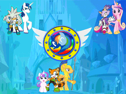 Size: 800x600 | Tagged: artist:trungtranhaitrung, blaze the cat, crossover, crystal empire, derpibooru import, flash sentry, marine the raccoon, princess cadance, princess flurry heart, safe, shining armor, silver the hedgehog, sonic brony united league, sonic the hedgehog, sonic the hedgehog (series), spear, weapon