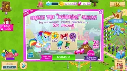 Size: 1280x720 | Tagged: advertisement, balloon, balloon rainbow dash, costs real money, crack is cheaper, dasherina, derpibooru import, gameloft, official, party cannon, rainbow dash, rainbow dash always dresses in style, safe, spotlight, vip